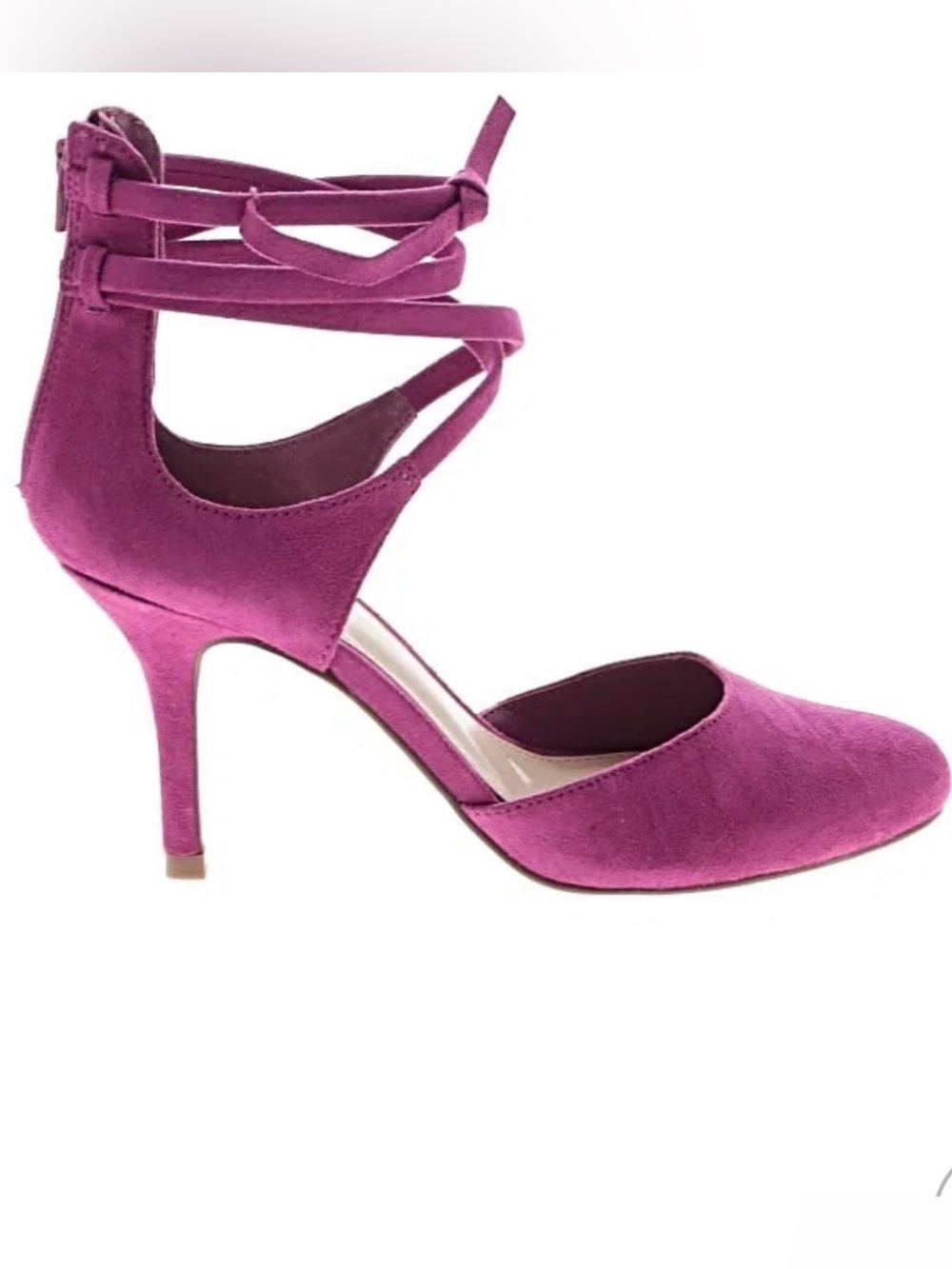 Women's Magenta Suede High Heel Sandals with Ankle Strap